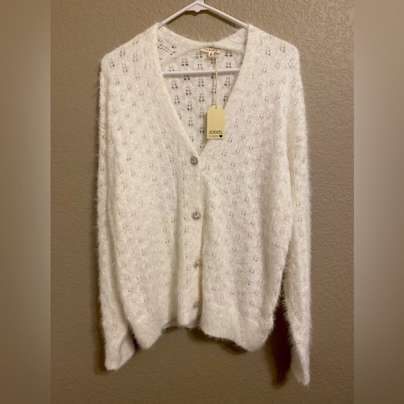 Jodifl White Cardigan Size Medium NWT - Picture 2 of 11